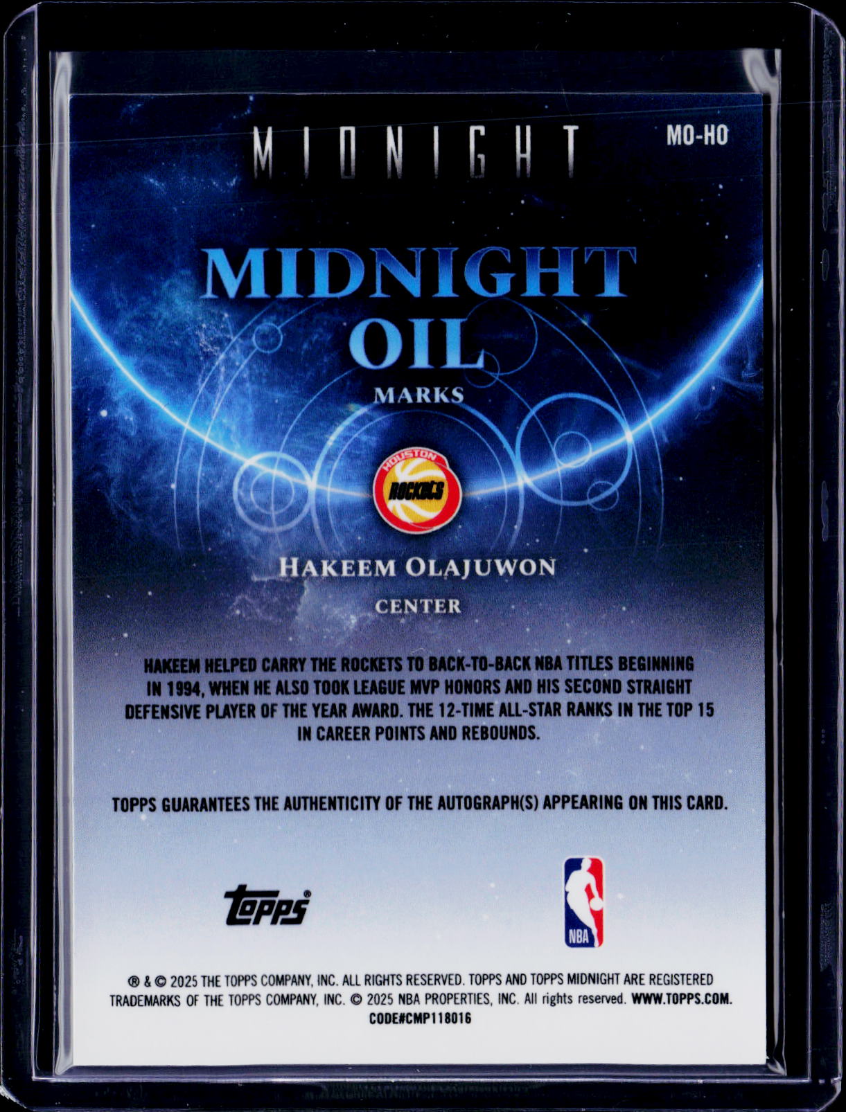 2025 Topps Midnight Hakeem Olajuwon Midnight Oil Auto 23/25