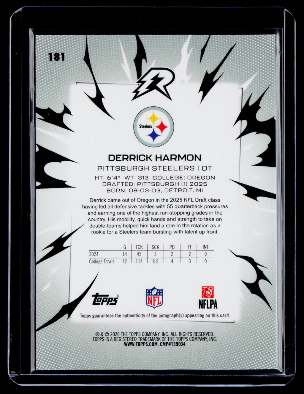 2025 Topps Resurgence Derrick Harmon Rookie Lime Green Surge Auto 11/15 RC