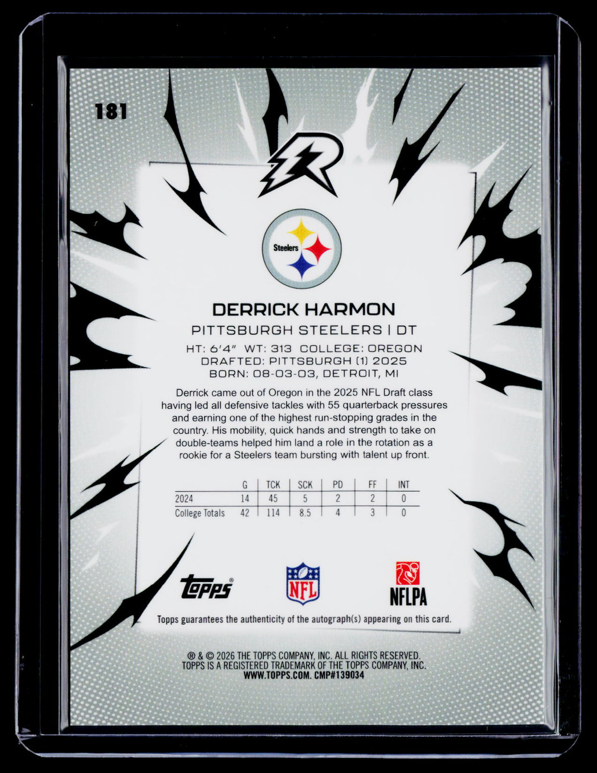 2025 Topps Resurgence Derrick Harmon Rookie Lime Green Surge Auto 11/15 RC