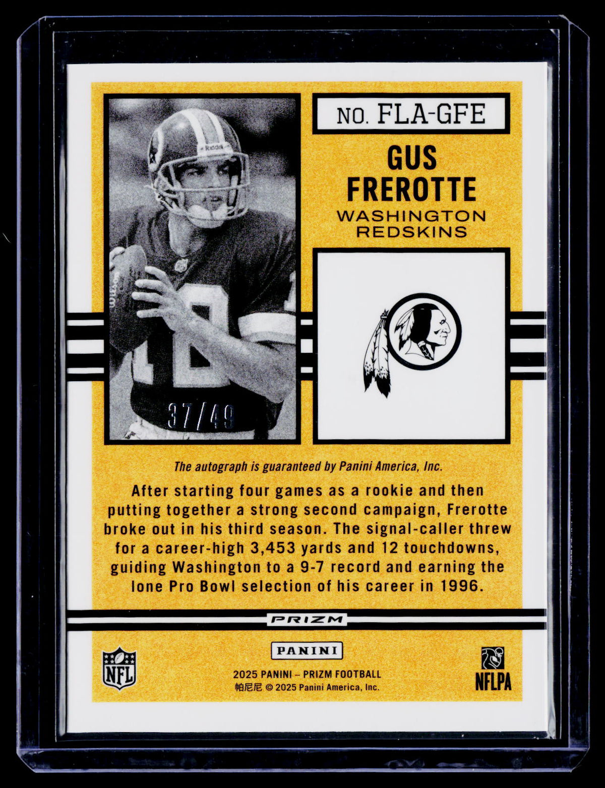 2025 Prizm Gus Frerotte Flashabck Purple Power Auto 37/49