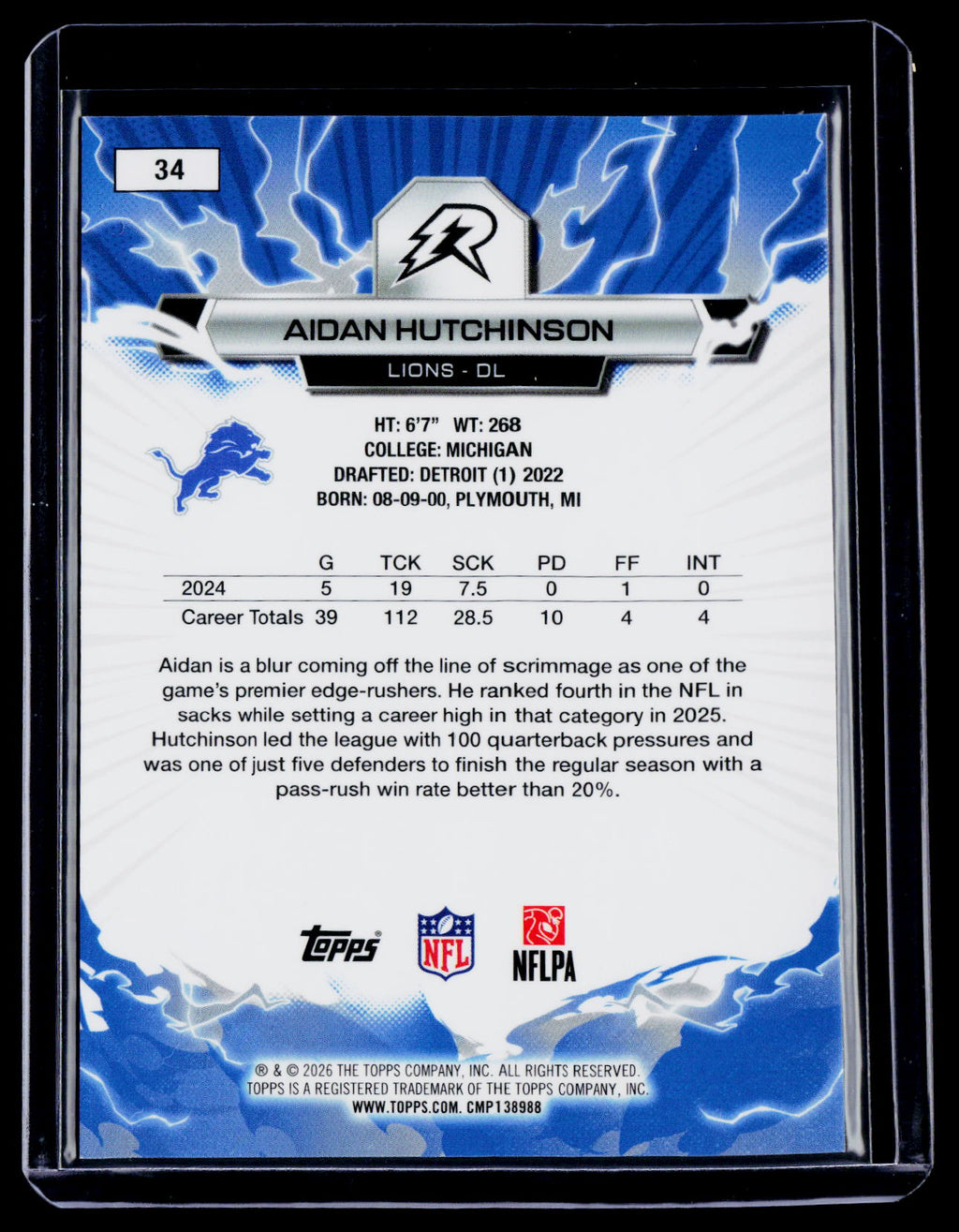 2025 Topps Resurgence Aidan Hutchinson Gold Power Surge 9/50