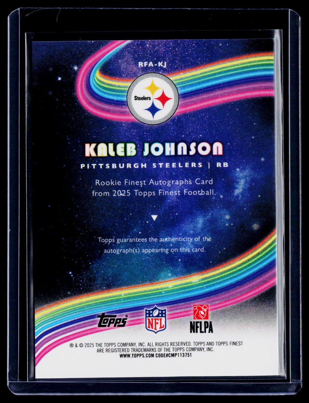 2025 Topps Finest Kaleb Johnson Rookie Gold Geometric Auto 40/50 RC