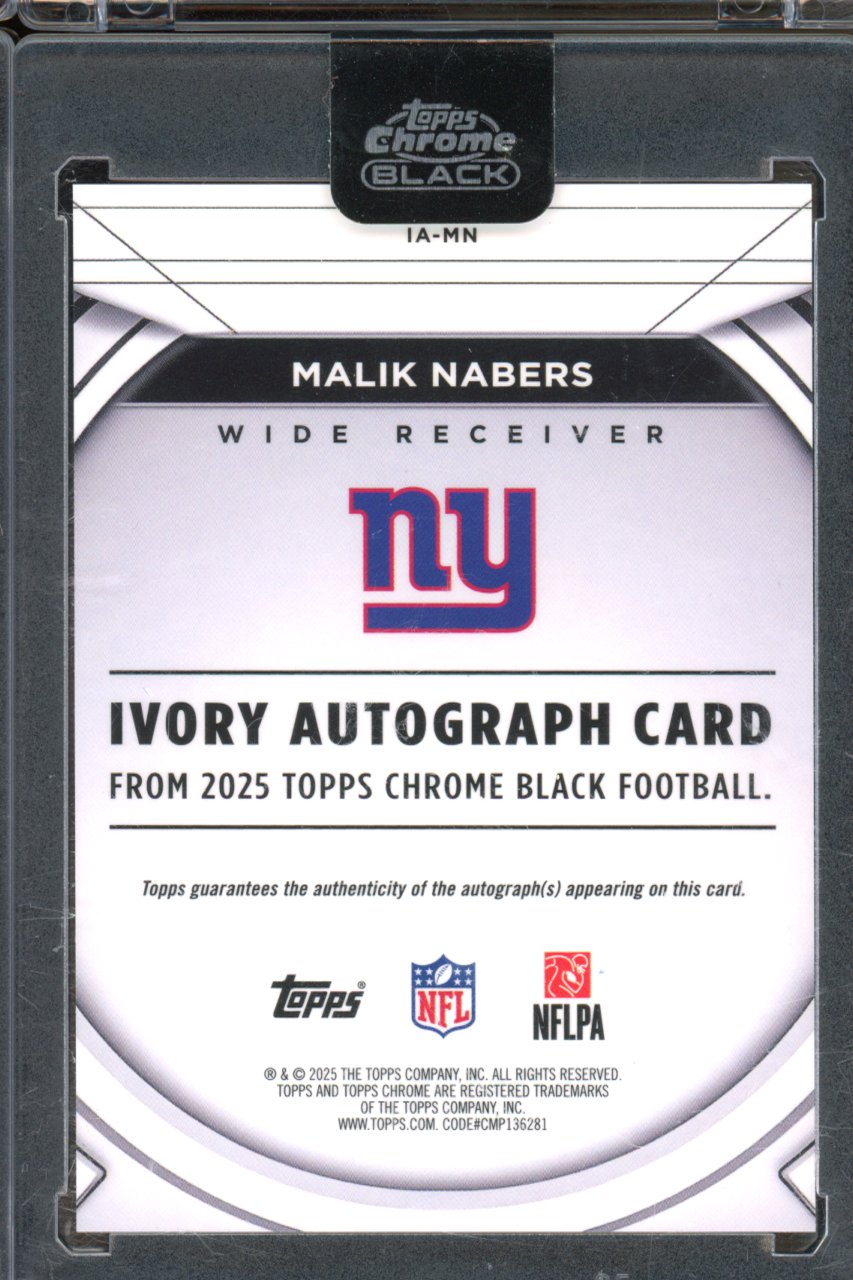 2025 Topps Chrome Black Malik Nabers White Ivory Auto 16/50