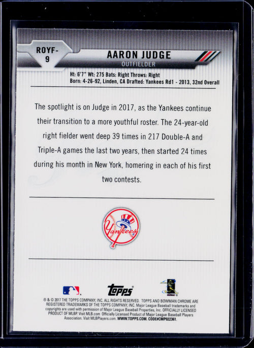 2017 Bowman Chrome Aaron Judge Rookie of the Year Favorites