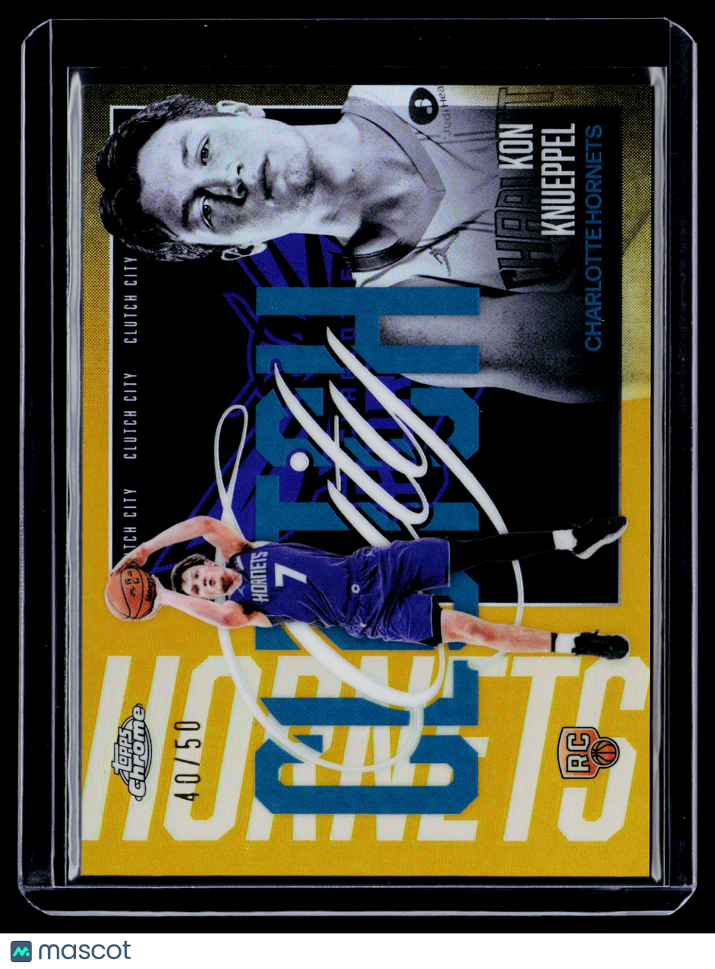 2025-26 Topps Chrome Update Kon Knueppel Rookie Clutch City Gold Refractor 40/50 RC