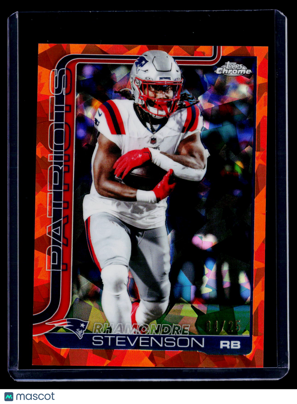 2025 Topps Chrome Sapphire Rhamondre Stevenson Orange 4/25
