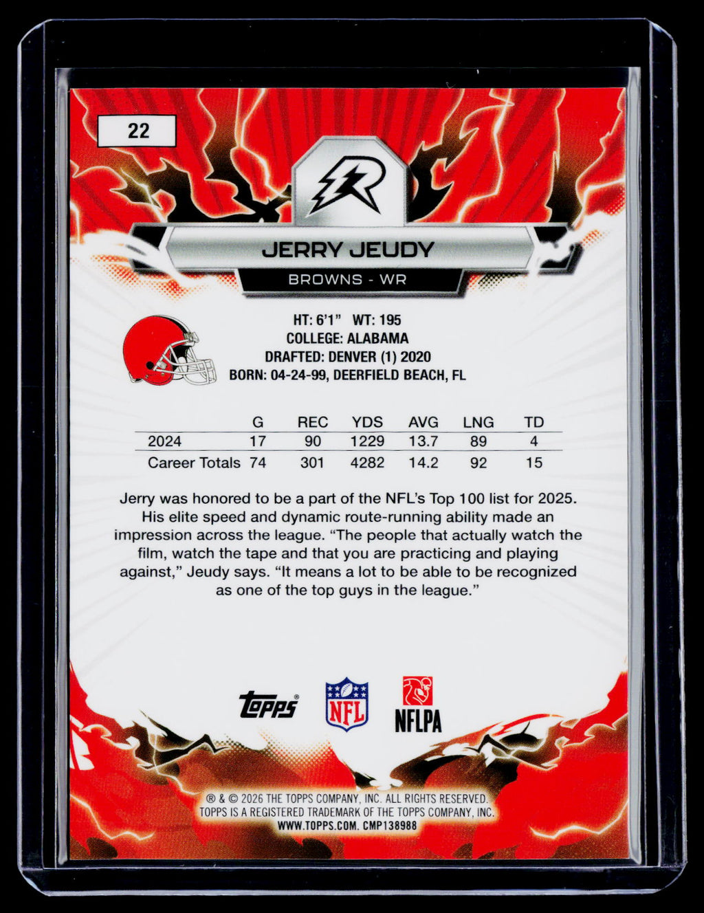 2025 Topps Resurgence Jerry Jeudy Lime Green Power Surge 1/15