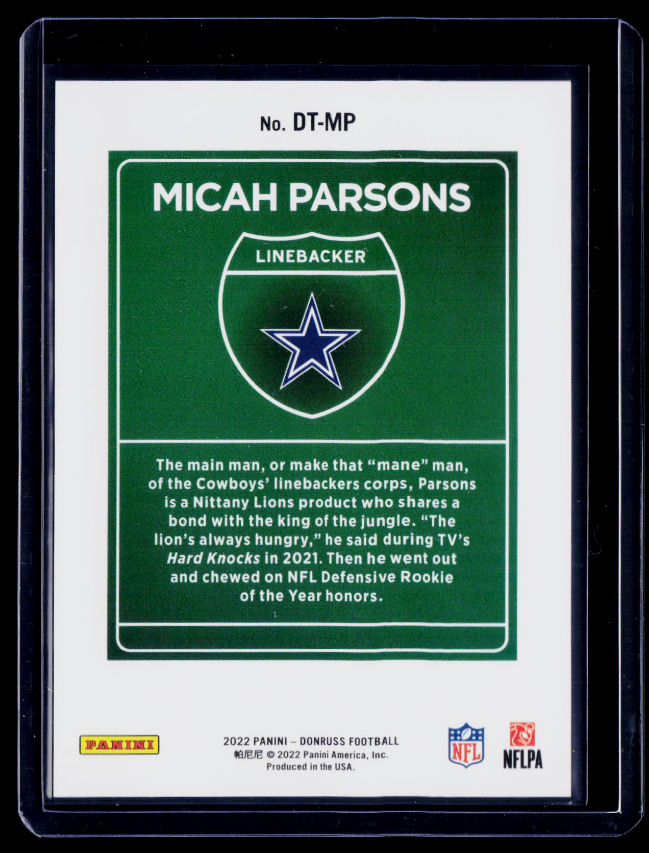 2022 Donruss Micah Parson Downtown