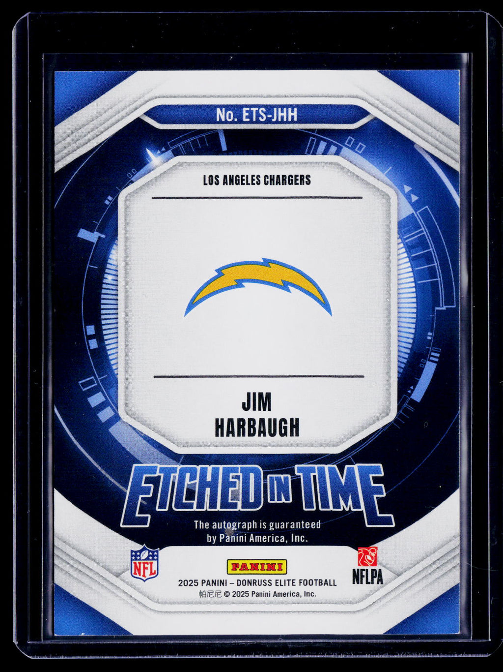 2025 Donruss Elite Jim Harbaugh Etched In Time Auto 107/149