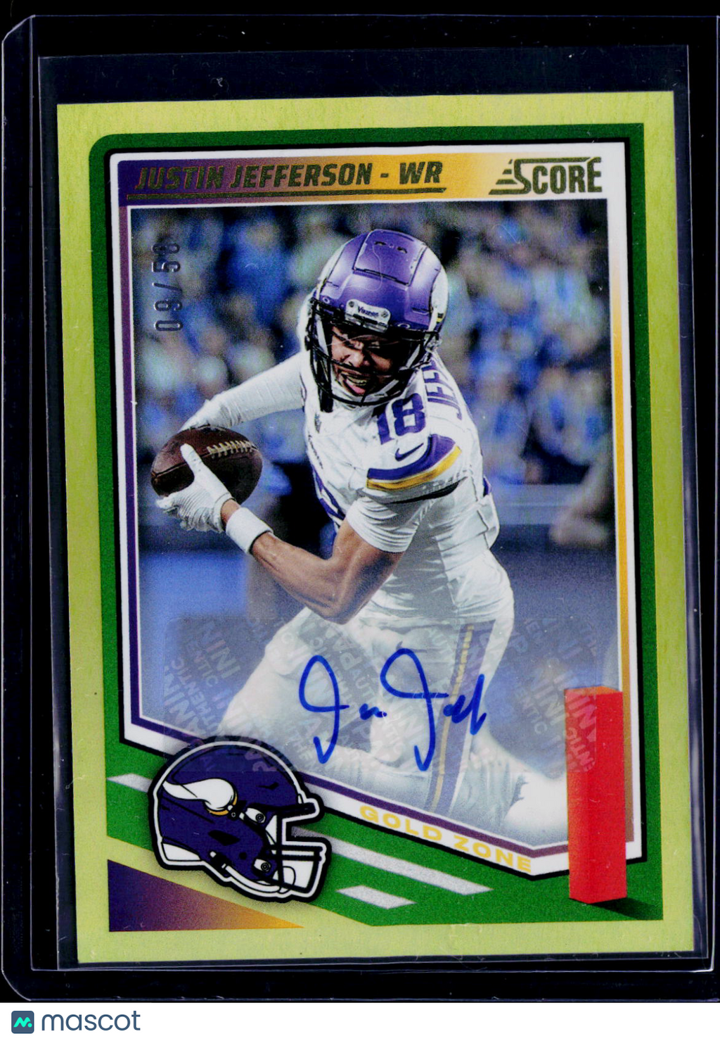 2025 Score Justin Jefferson Gold Zone Auto 09/50