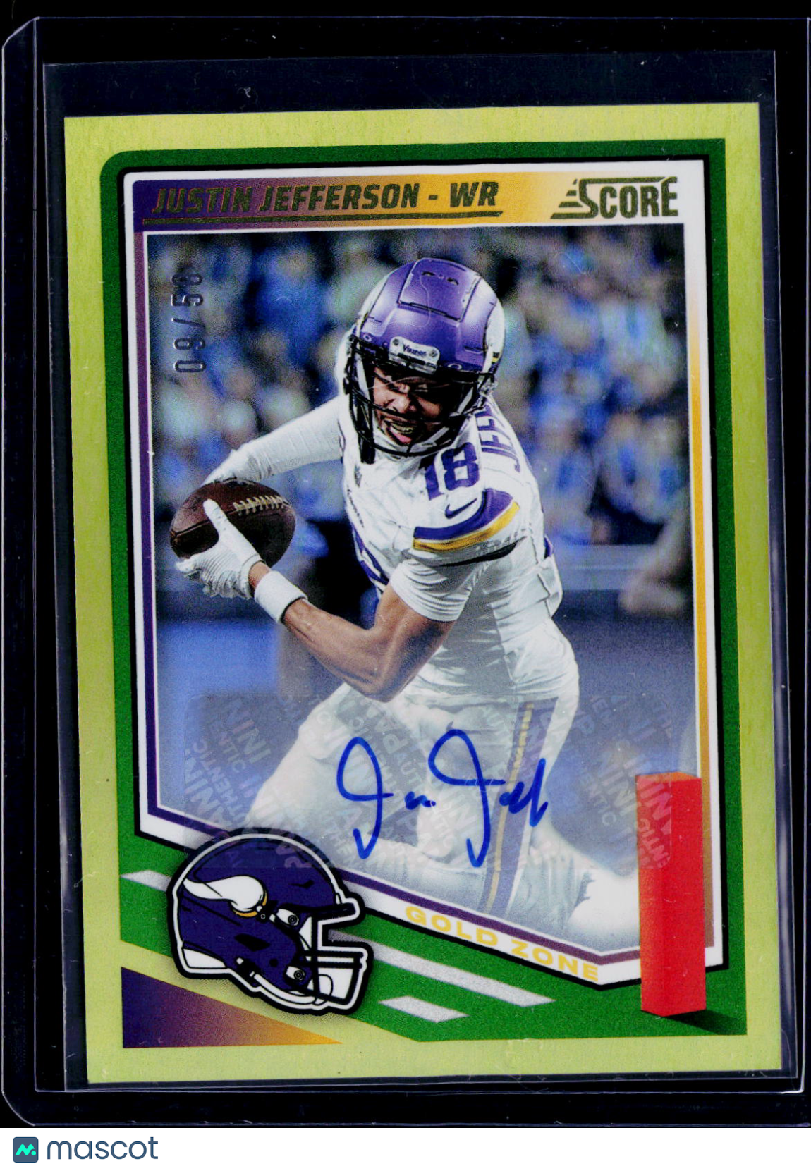 2025 Score Justin Jefferson Gold Zone Auto 09/50