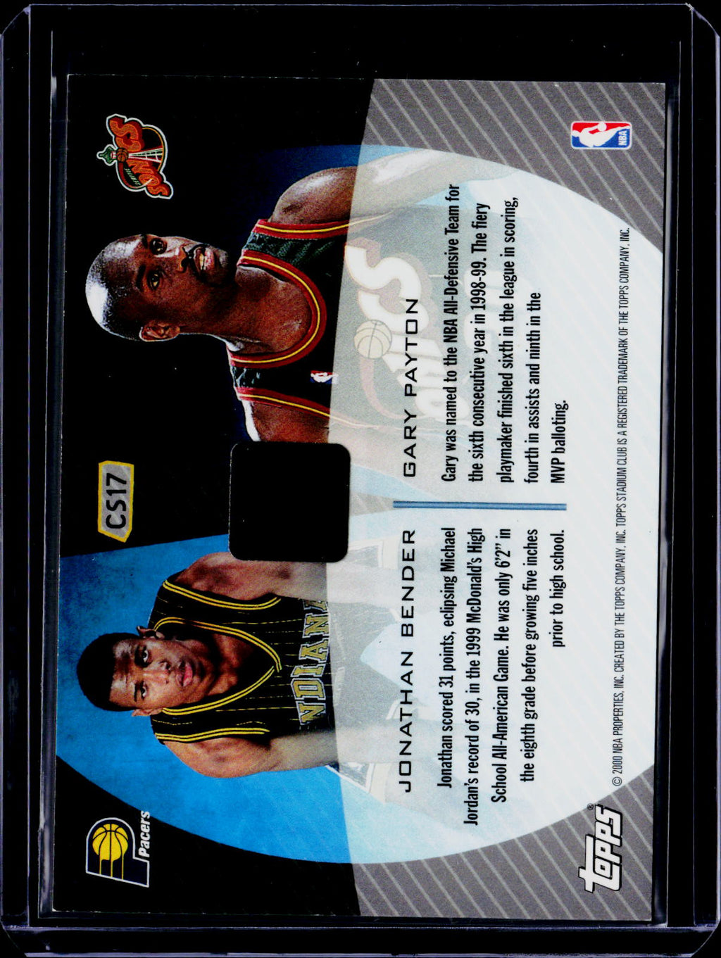 2000 Topps Stadium Club Gary Payton / Jonathan Bender Co-Signers Auto
