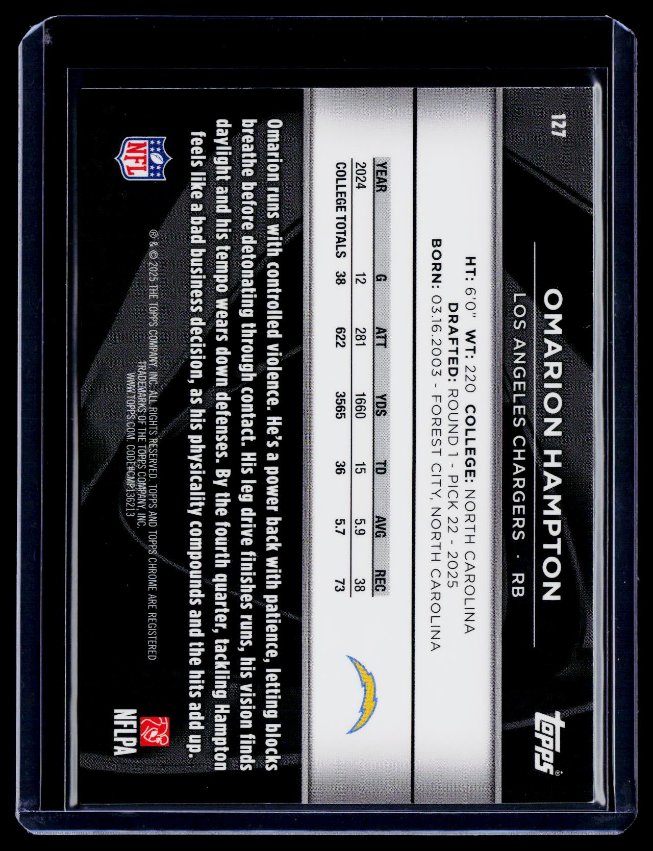 2025 Topps Chrome Black Omarion Hampton Rookie Gold Mini Diamond 22/50 RC