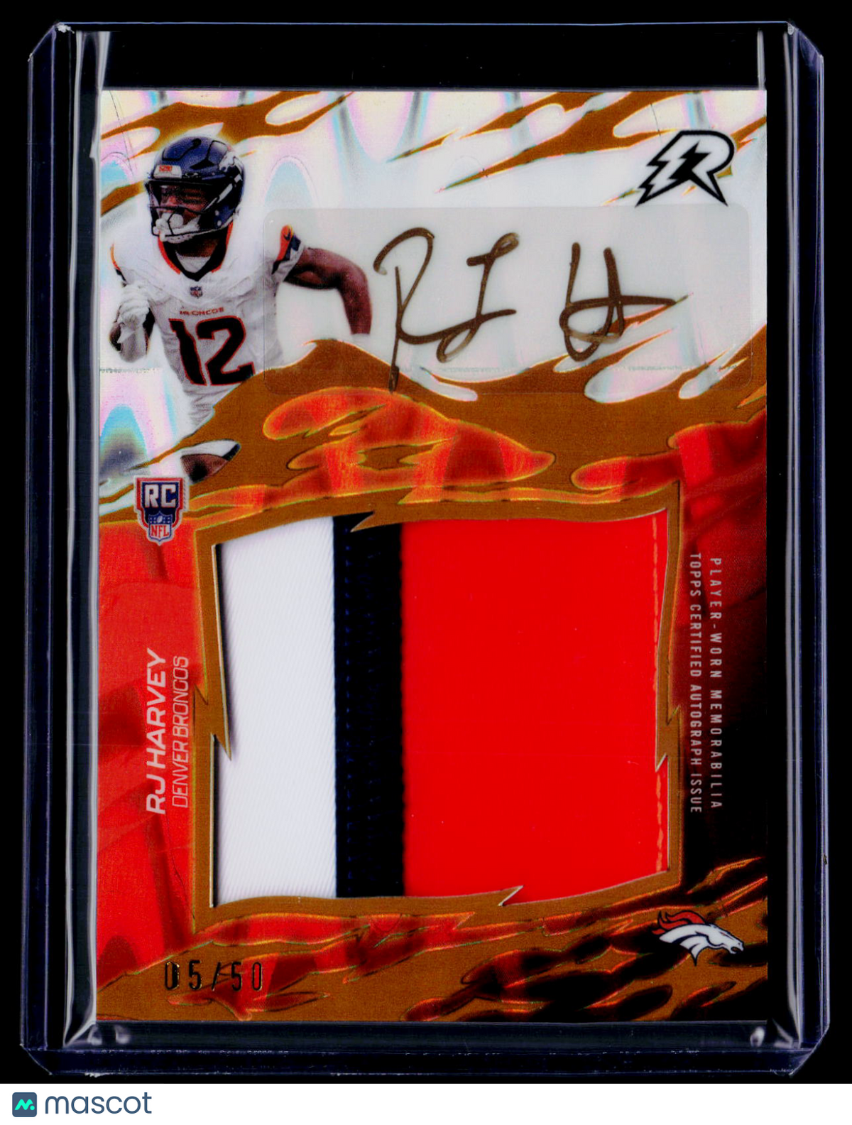 2025 Topps Resurgence RJ Harvey Rookie Patch Auto Gold RPA 5/50 RC