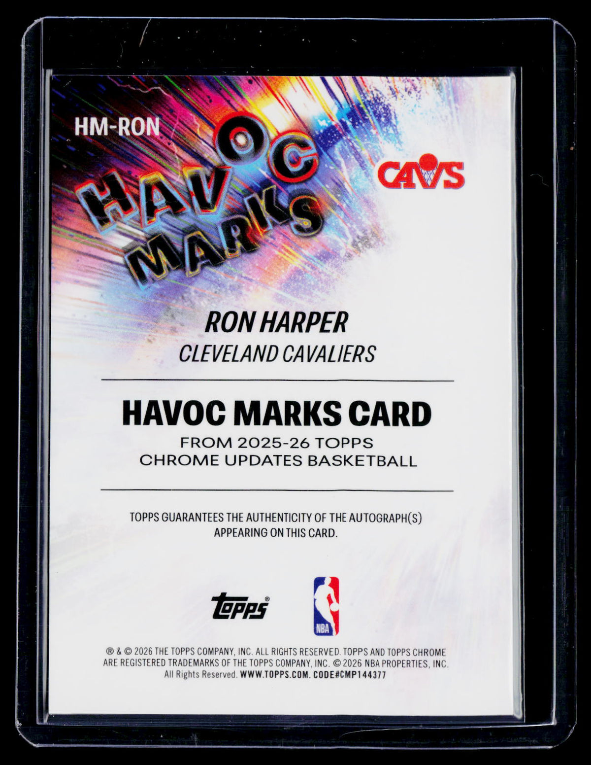 2025 Topps Chrome Update Ron Harper Purple Refractor Havoc Marks Auto 1/75