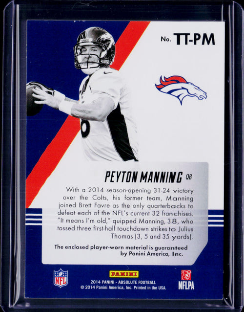 2014 Absloute Peyton Manning Tools Of The Trade Patch /20