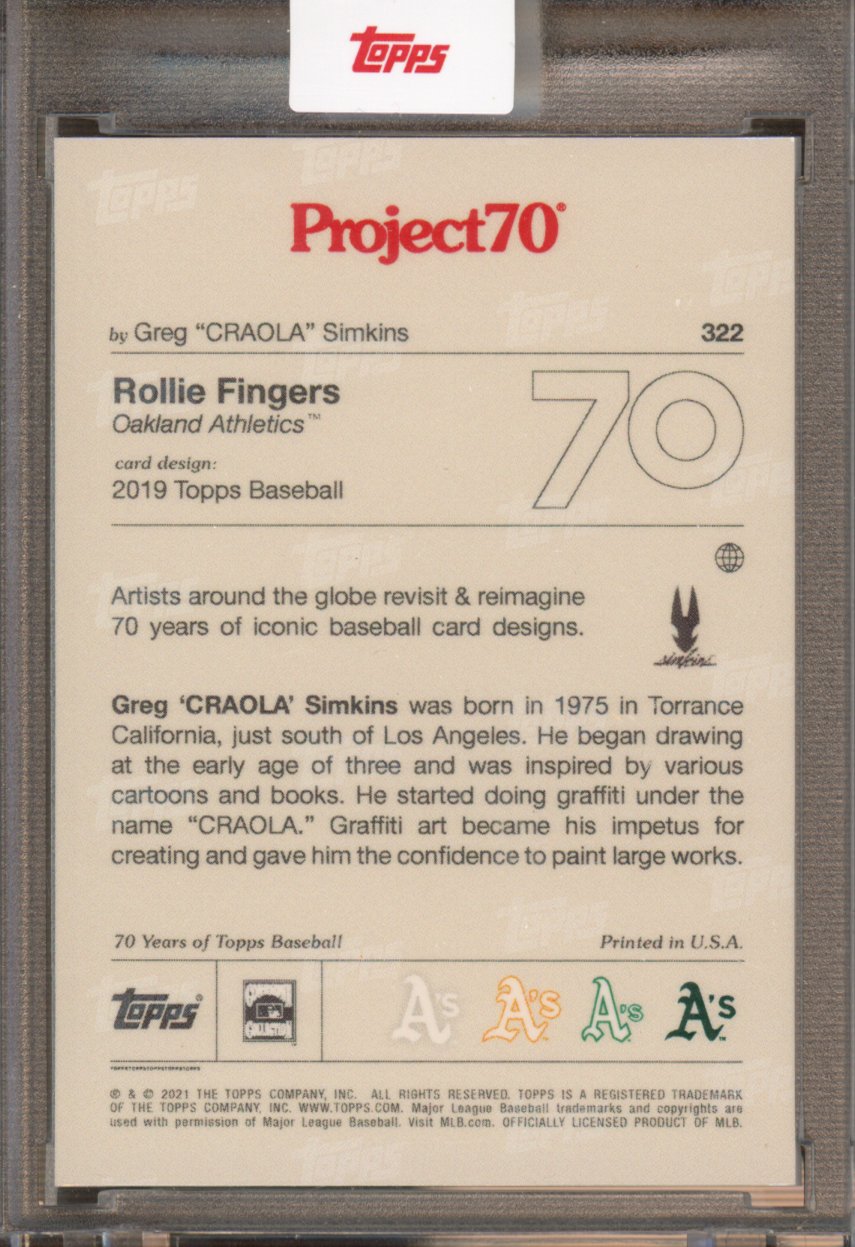 2021 Topps Project 70 Rollie Fingers Greg Simkins 322