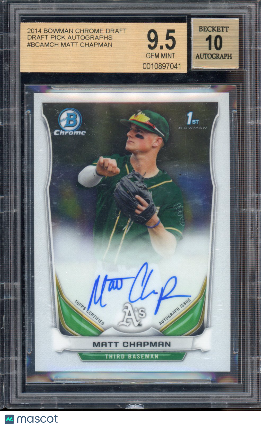 2014 Bowman Chrome Draft Matt Chapman Auto BGS 9.5 Auto 10