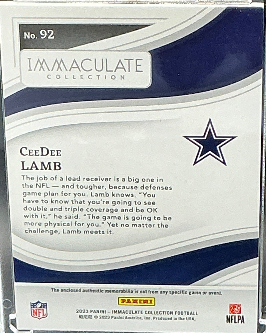 2024 Immaculate CeeDee Lamb Game Worn Patch 06/99