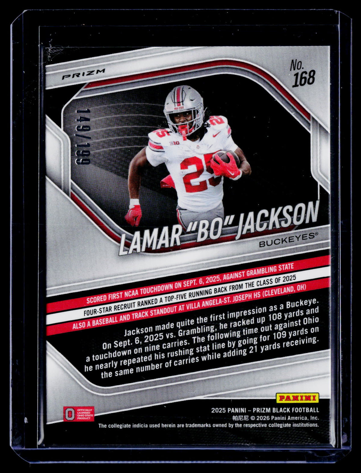 2025 Prizm Black Lamar "Bo" Jackson Blue Prizm 149/199
