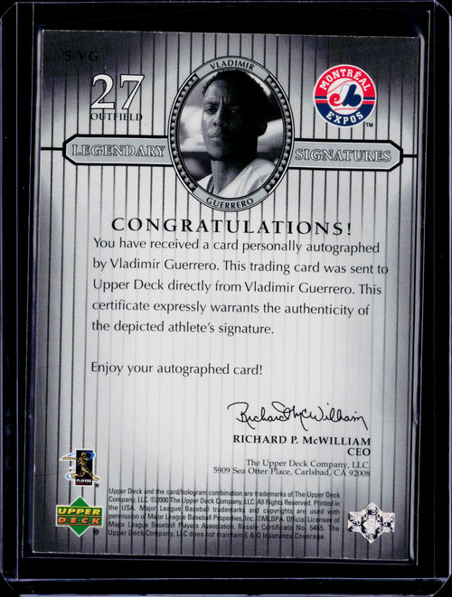 2000 Upper Deck Legends Vladimir Guerrero Legendary Signatures Auto