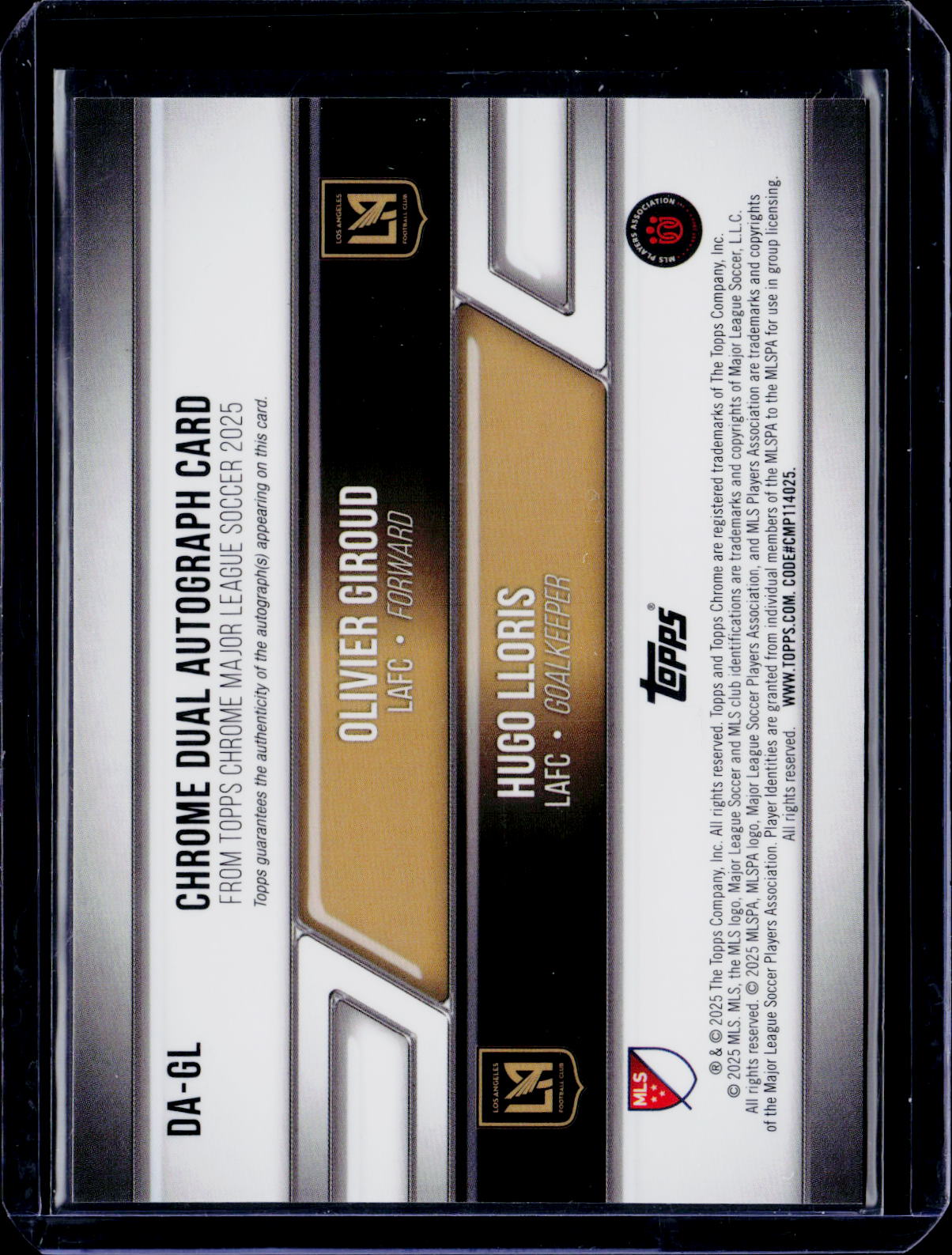 2025 Topps Chrome MLS Olivier Giroud and Hugo Lloris Dual Auto Oragne 20/25