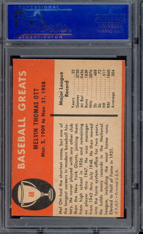 1961 Fleer Mel Ott #68 PSA 7