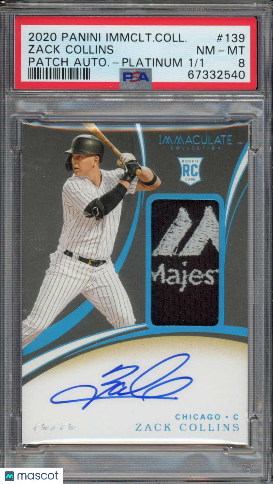 2020 Immaculate Collection Zack Collins Rookie Patch Auto RPA 1/1 PSA 8 RC