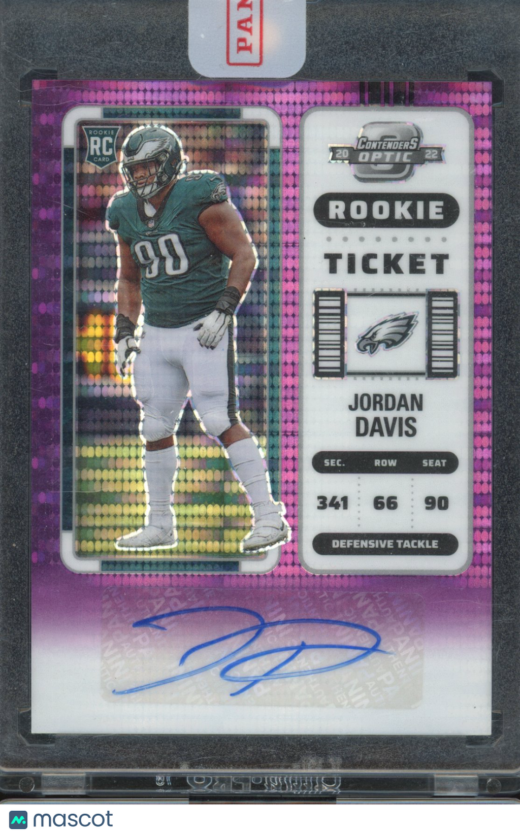 2022 Contenders Optic Jordan Davis Purple Pulsar Auto 10/21 RC