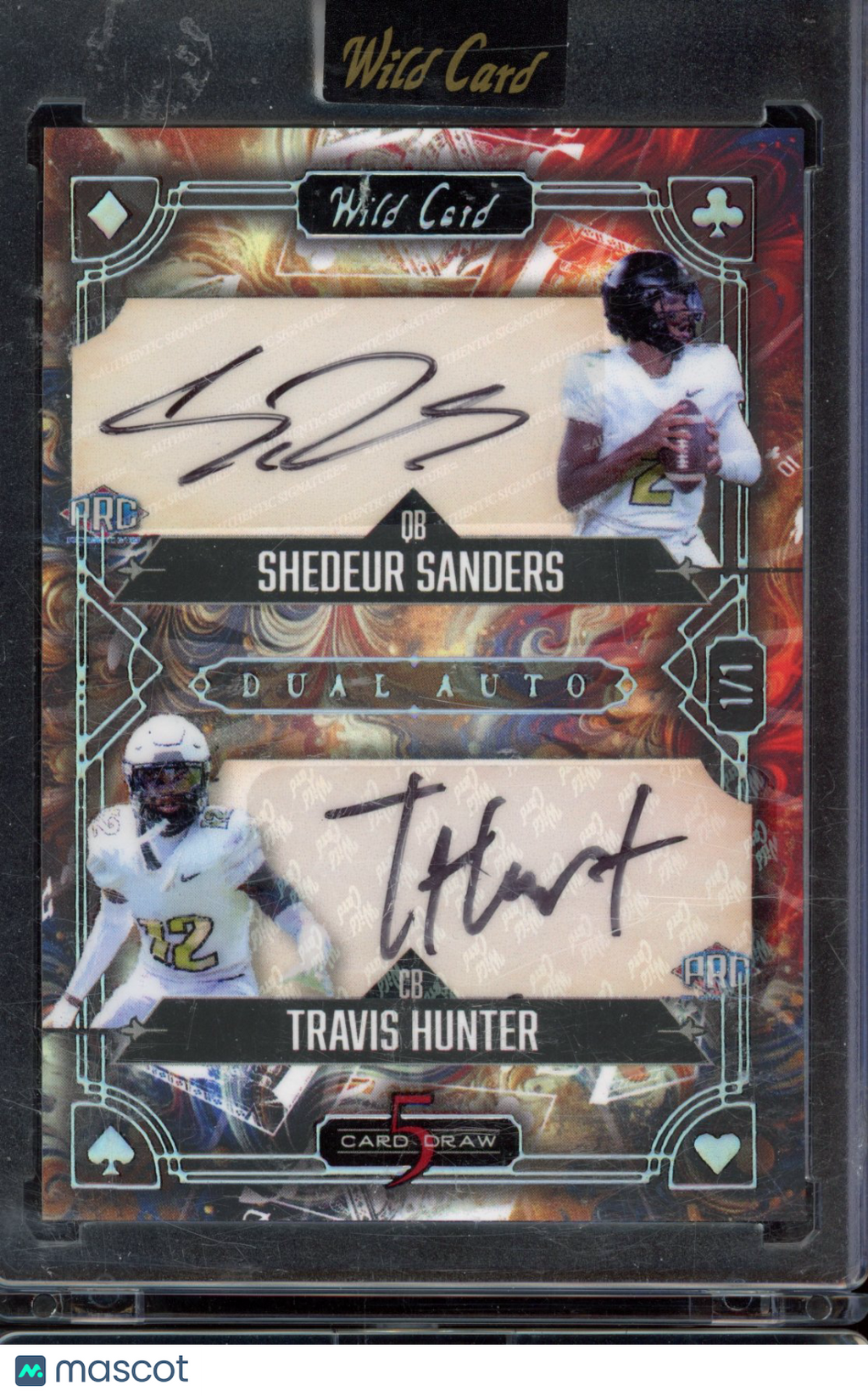 2024 Wild Card 5 Card Draw Shedeur Sanders Travis Hunter Dual Auto 1/1 PRC