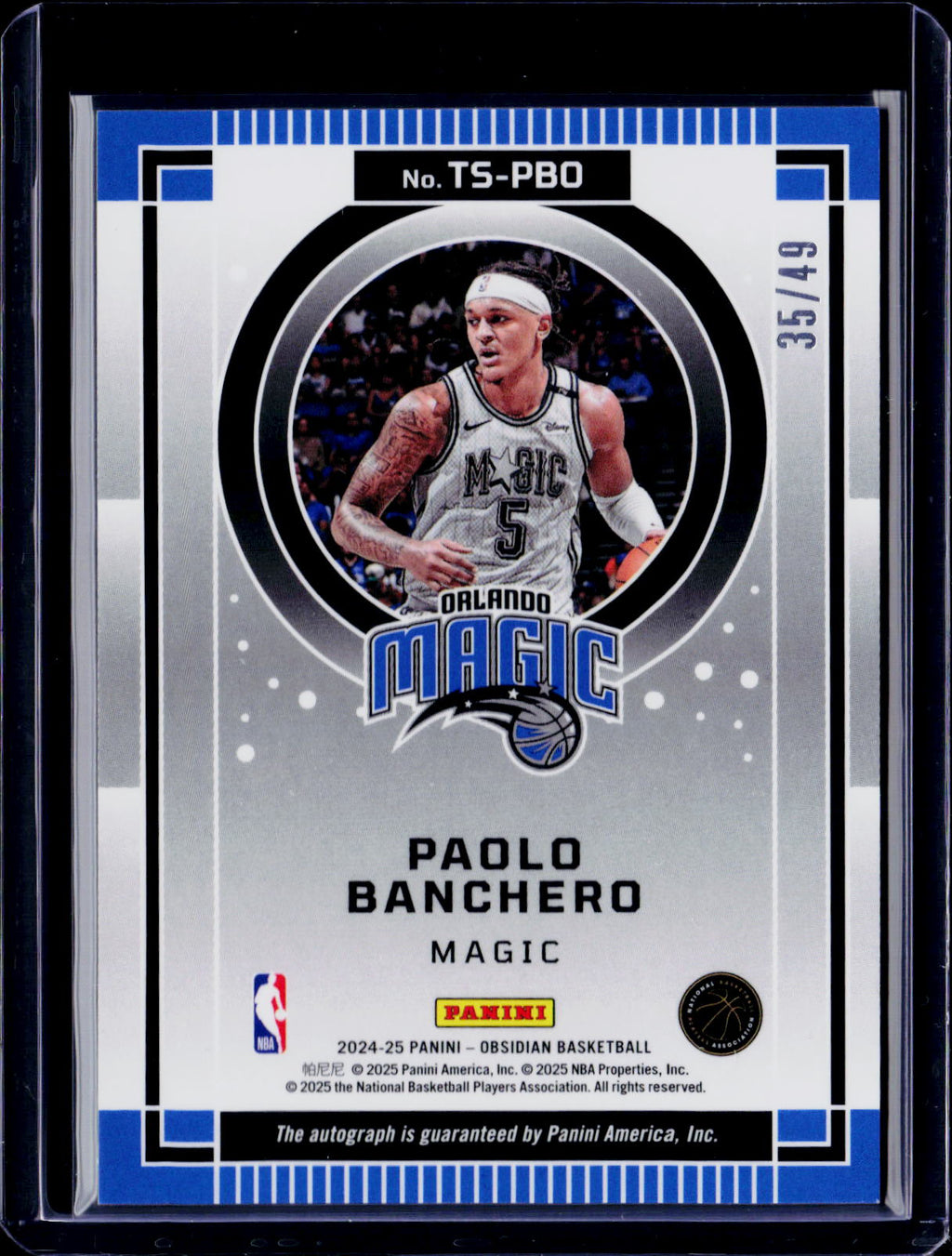 2024-25 Obsidan Paolo Banchero Twilight Auto 35/49