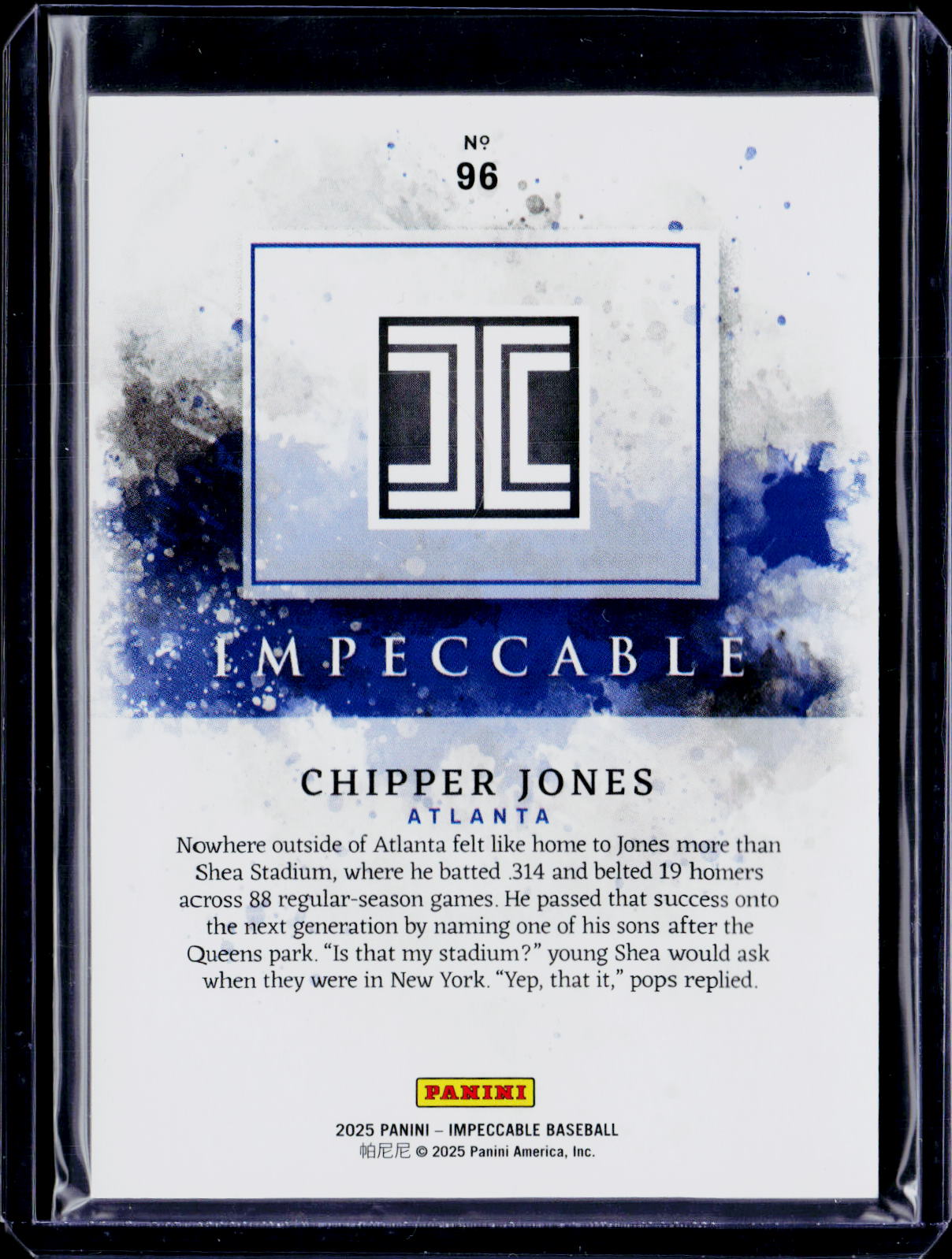 2025 Impeccable Baseball Chipper Jones Silver /60