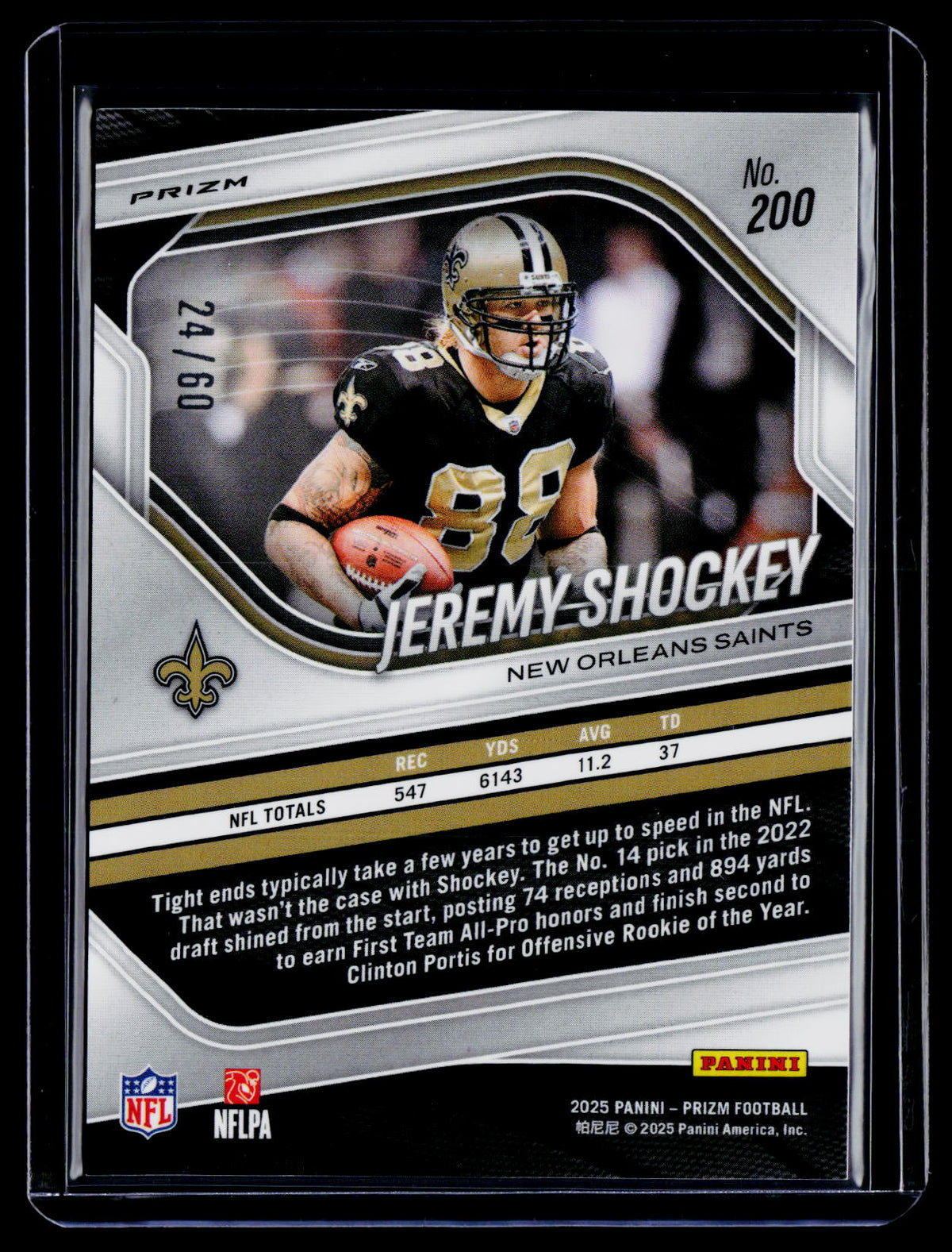 2025 Prizm Jeremy Shockey Superbowl LX 24/60