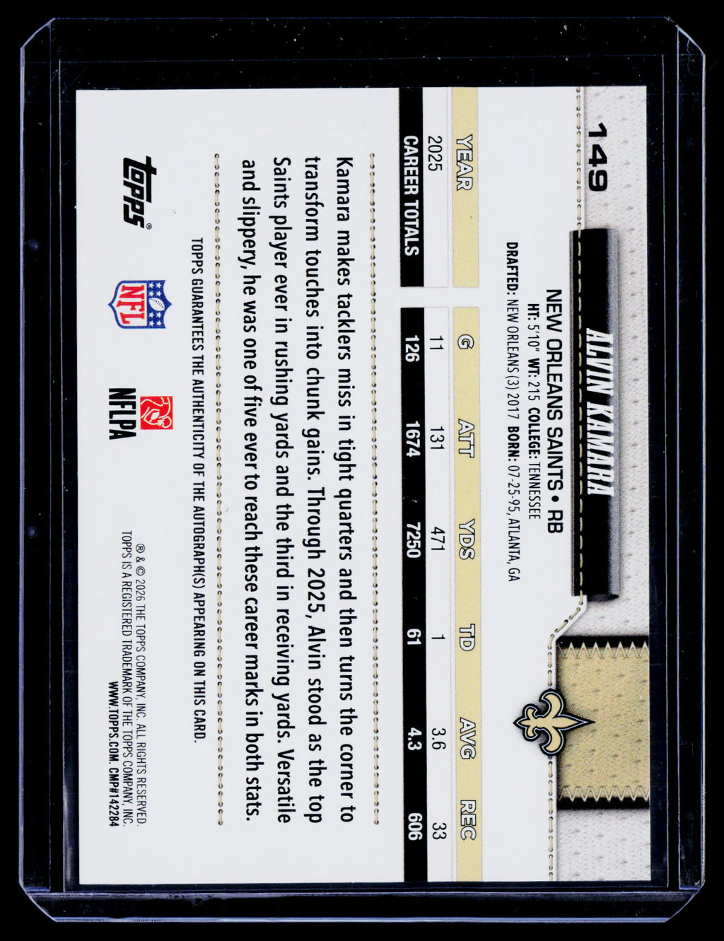 2026 Topps Flagship Alvin Kamara Rainbow Foil Auto