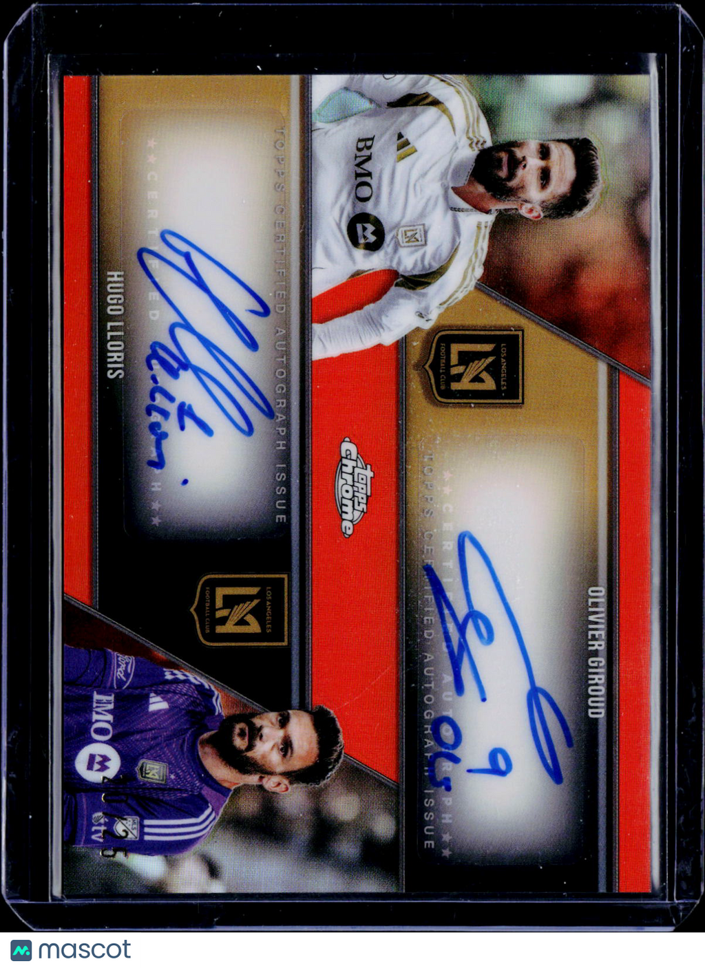 2025 Topps Chrome MLS Olivier Giroud and Hugo Lloris Dual Auto Oragne 20/25