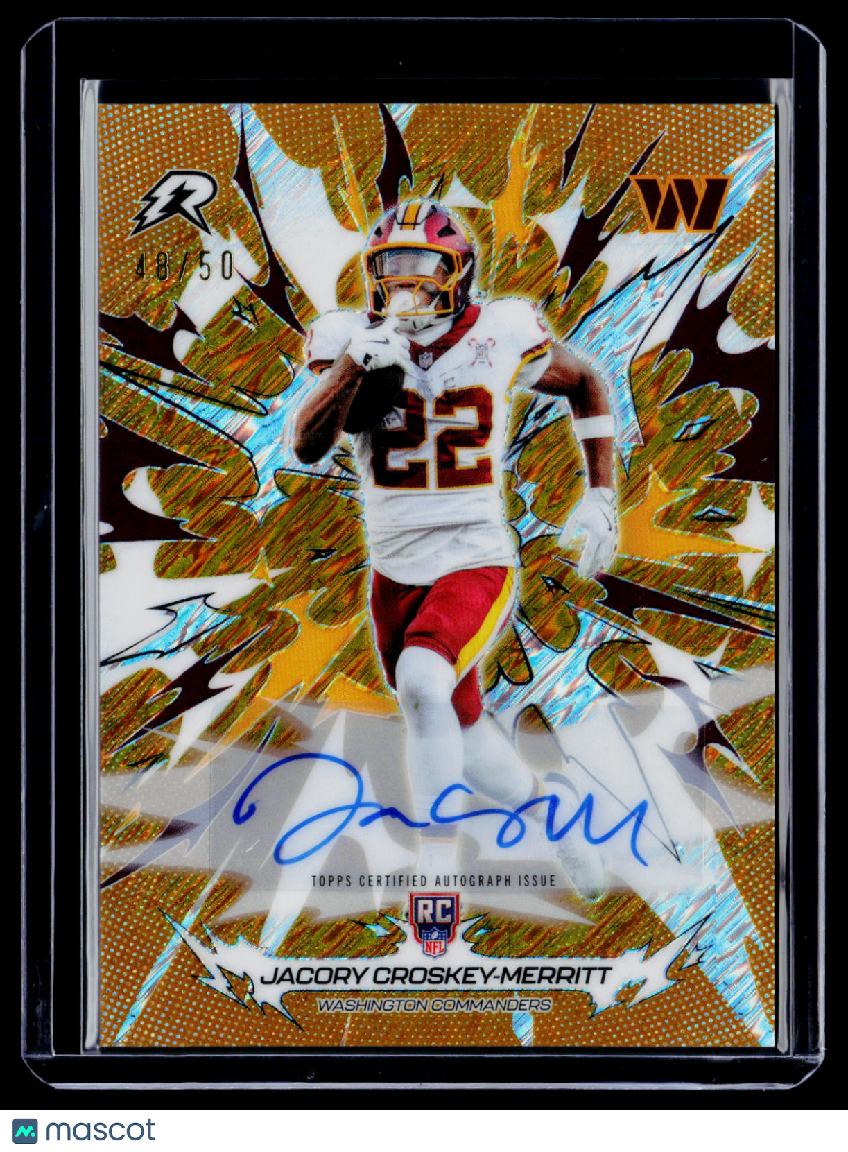 2025 Topps Finest Jacory Croskey-Merritt Rookie Gold Surge Auto 48/50 RC