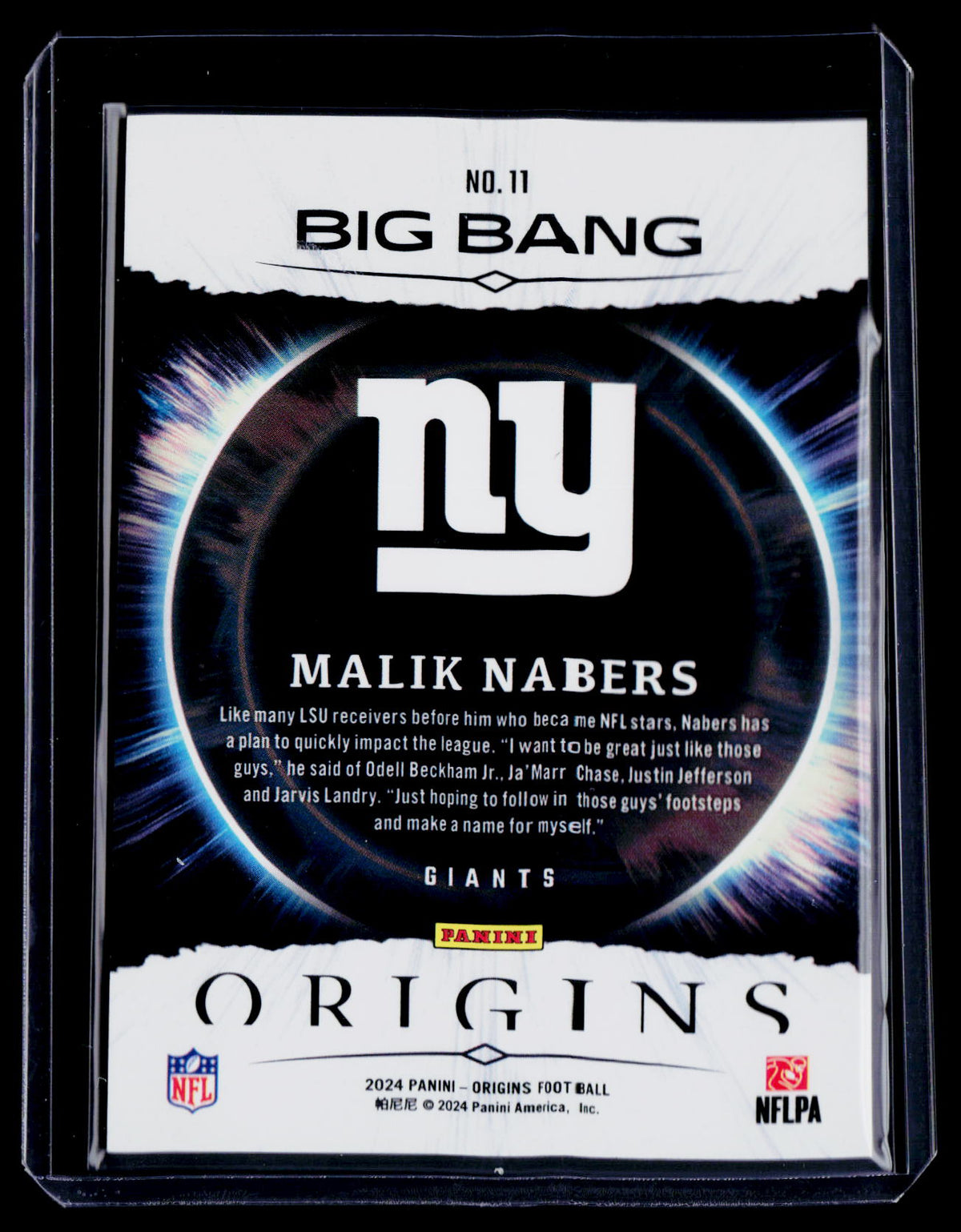 2024 Origins Malik Nabers Rookie Big Bang RC