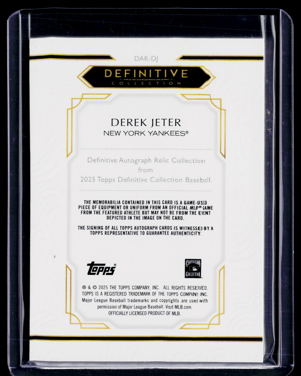 2025 Topps Definitive Derek Jeter Orange Patch Auto 6/25