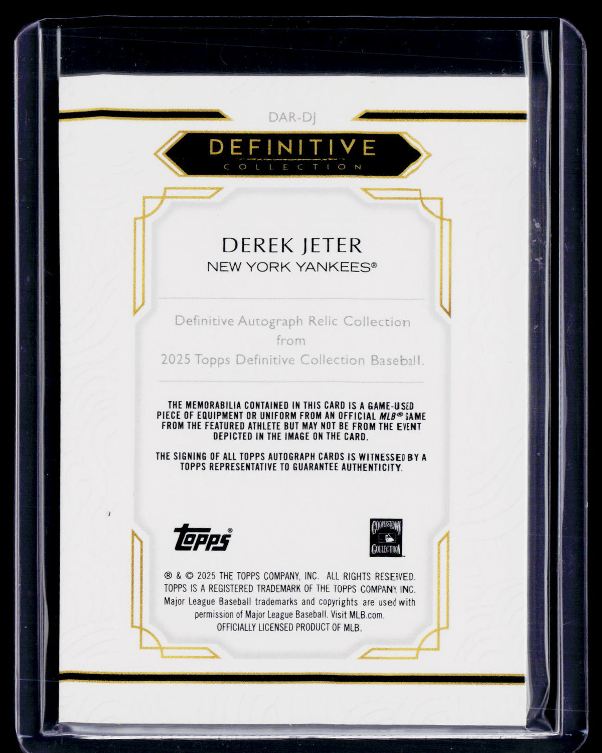 2025 Topps Definitive Derek Jeter Orange Patch Auto 6/25