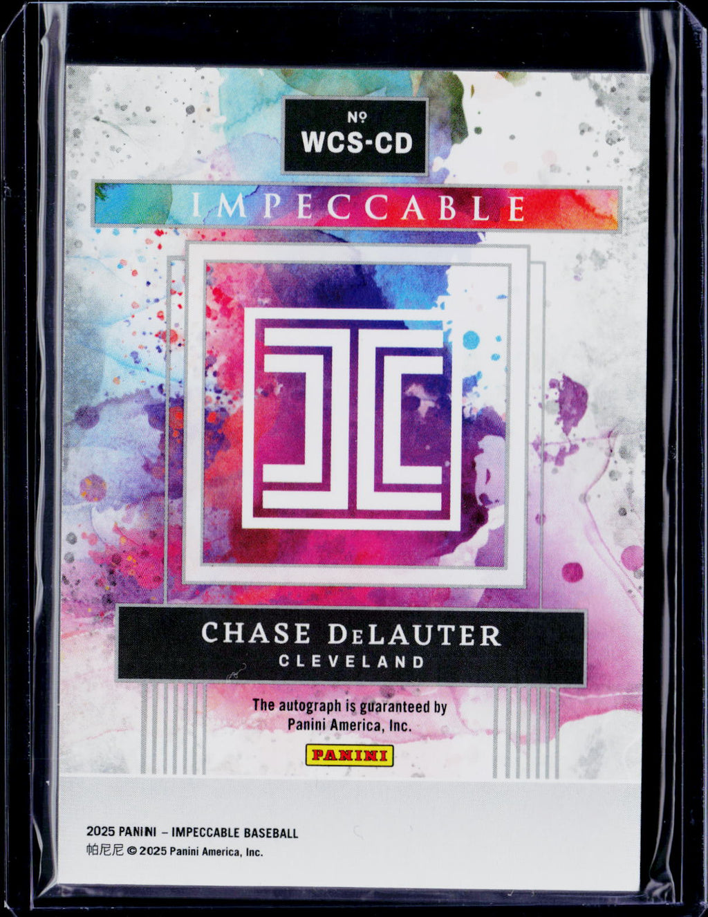 2025 Impeccable Baseball Chase DeLauter Watercolors Auto /35