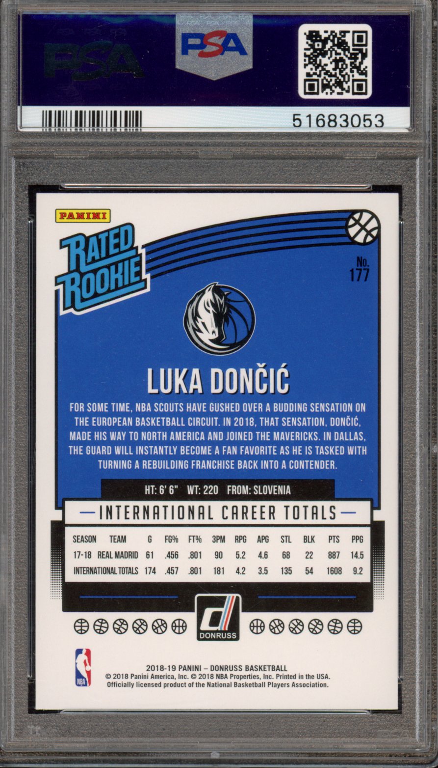 2018 Donruss Luka Doncic Rookie PSA 10 RC