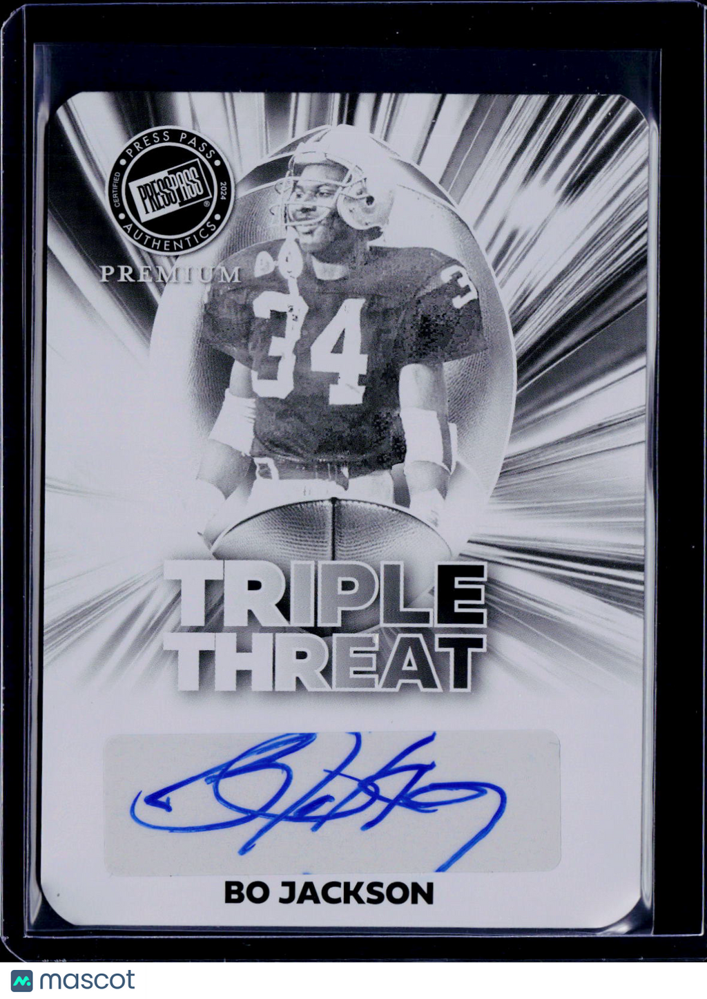 2024 Leaf Press Pass Premium Football Bo Jackson Triple Threat Autu Printing Plate 1/1