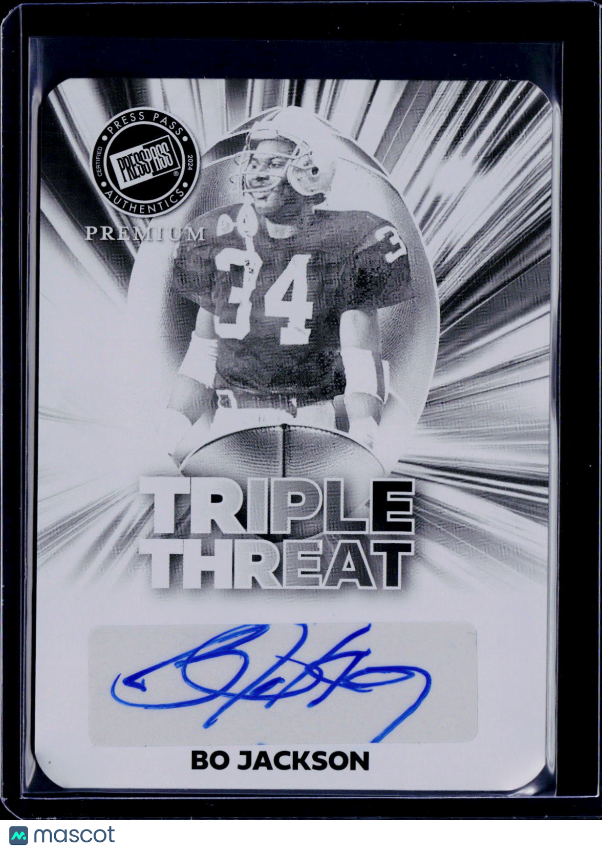 2024 Leaf Press Pass Premium Football Bo Jackson Triple Threat Autu Printing Plate 1/1