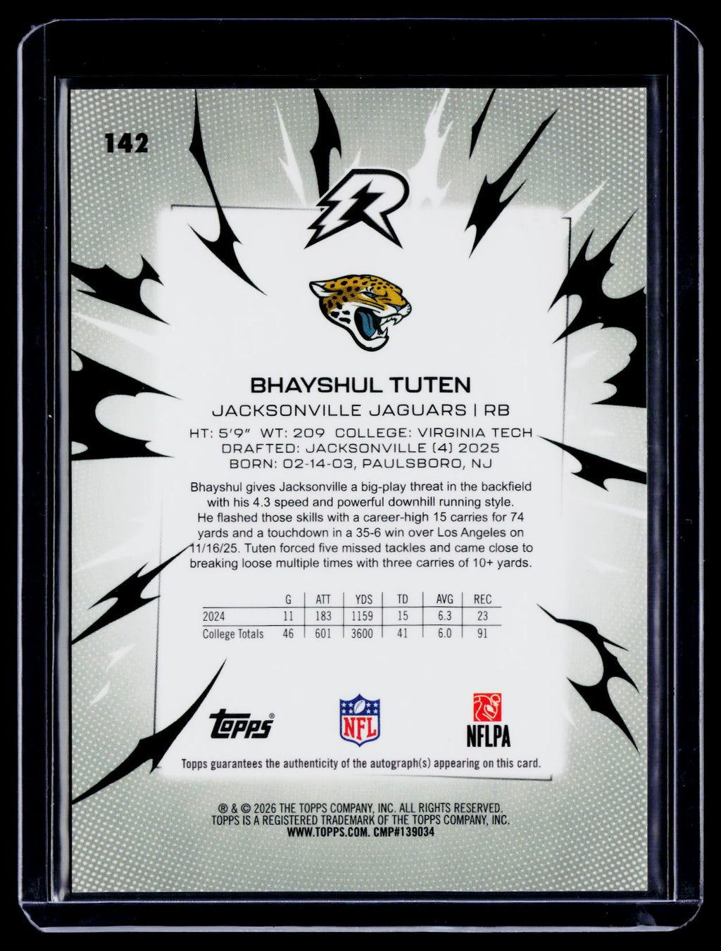 2025 Topps Resurgence Bhayshul Tuten Rookie Black & White Auto 151/375 RC