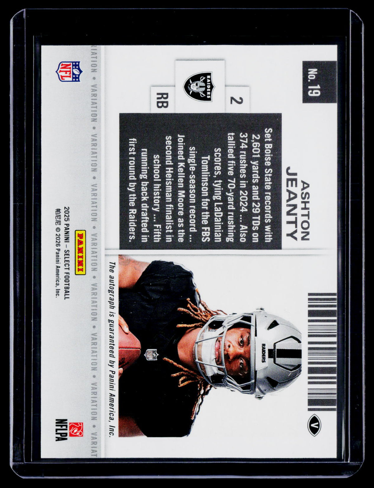 2025 Select Contenders Ashton Jeanty Rookie Variation Auto RC