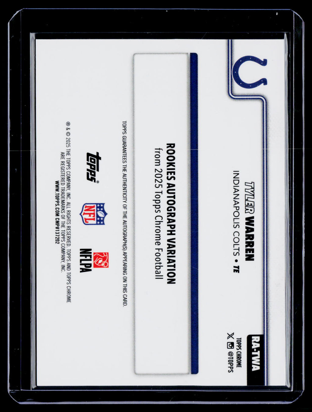 2025 Topps Chrome Tyler Warren Rookie Auto RC