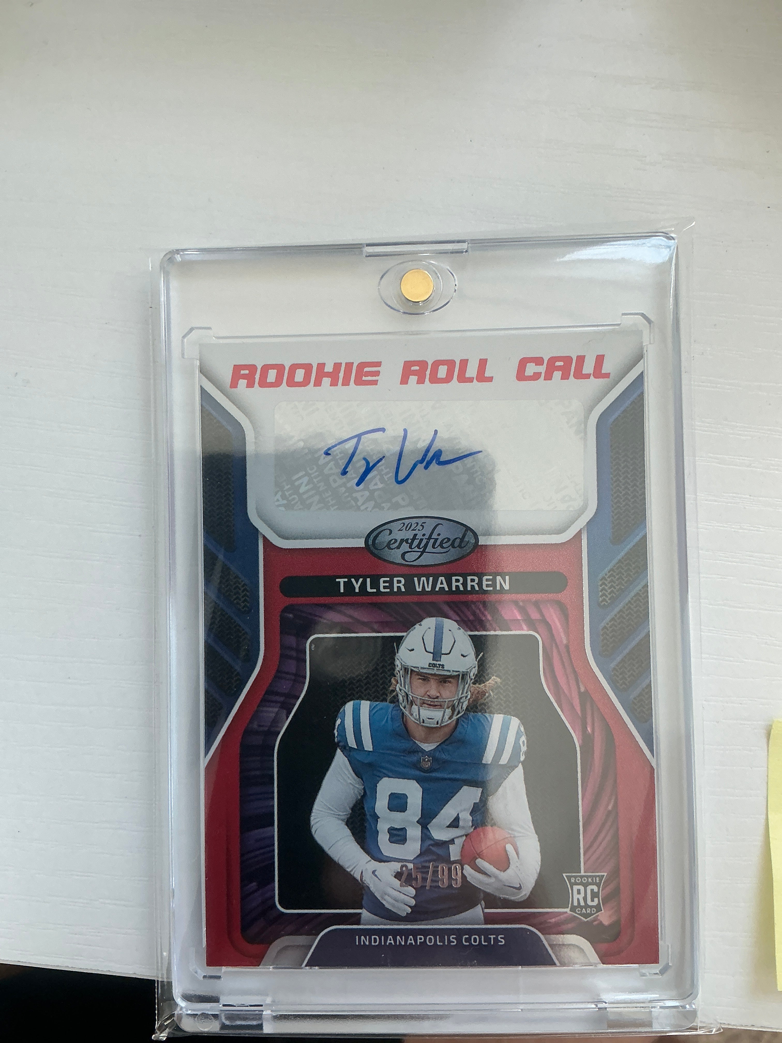 2025 Panini Certified Rookie Tyler Warren Auto 25/99