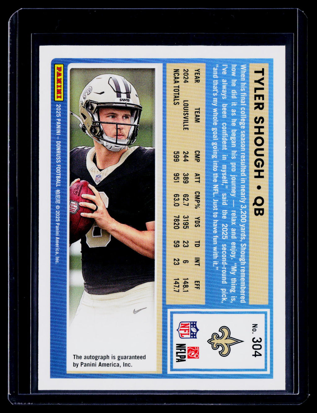 2025 Donruss Tyler Shough Rookie Green Auto RC