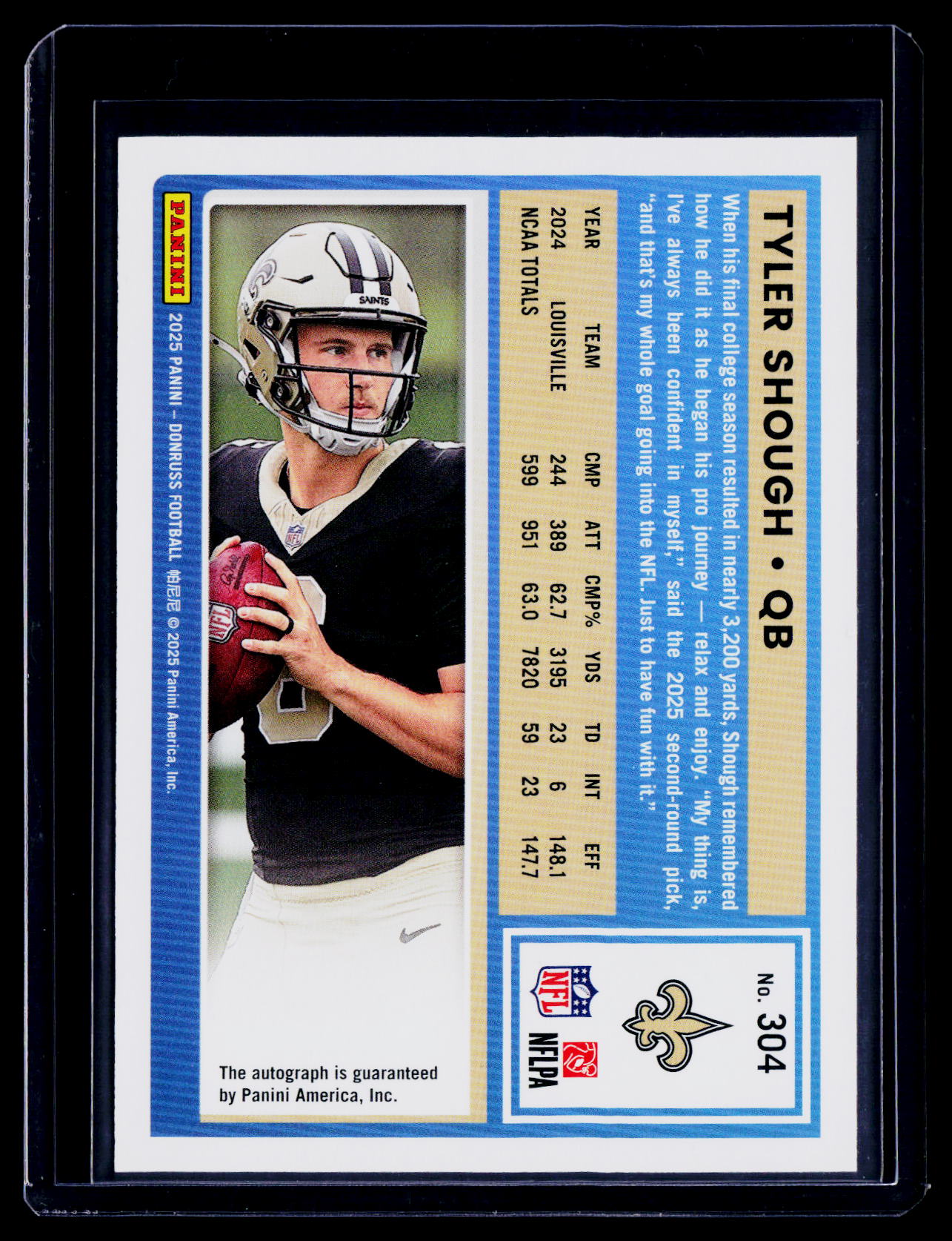 2025 Donruss Tyler Shough Rookie Green Auto RC