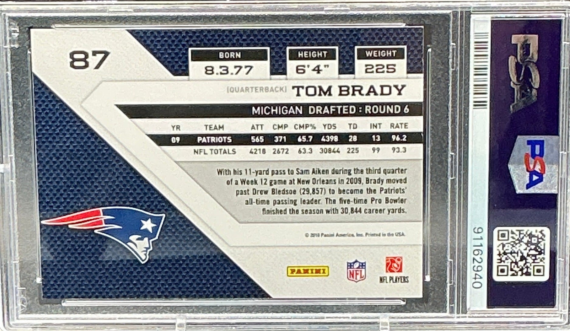 2010 Threads Tom Brady PSA 10